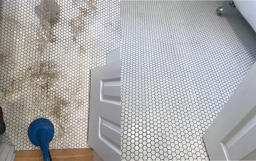 Tile and grout cleaning before and after